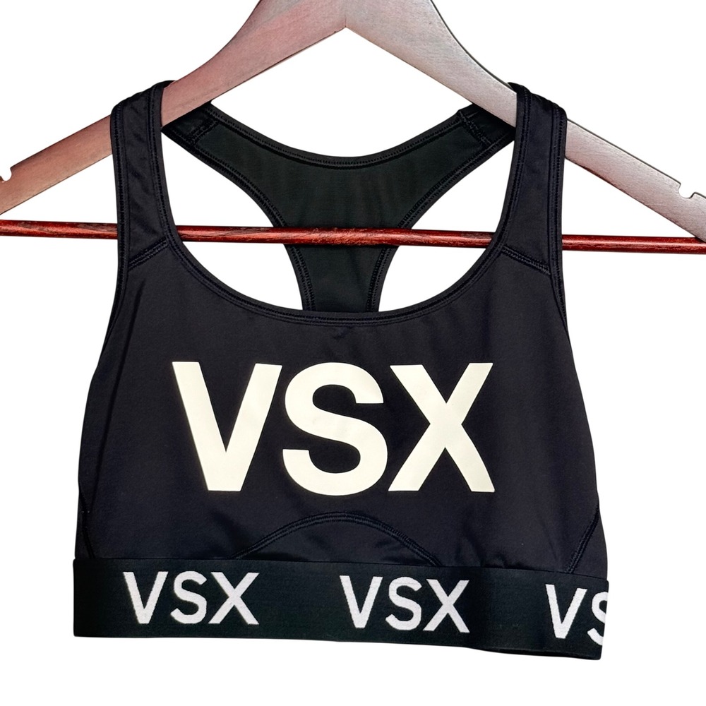 Victoria's Secret VSX Sport The Player Racerback Sports Bra Black Logo Medium